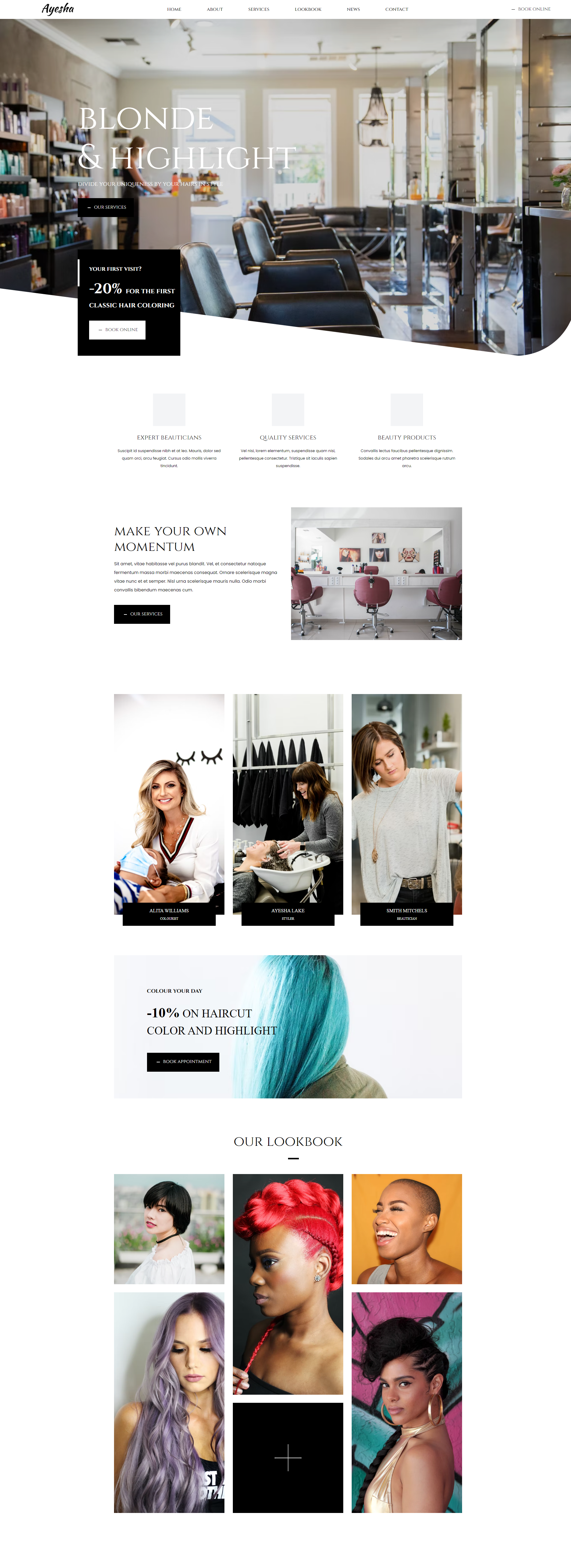 Hair salon website design preview