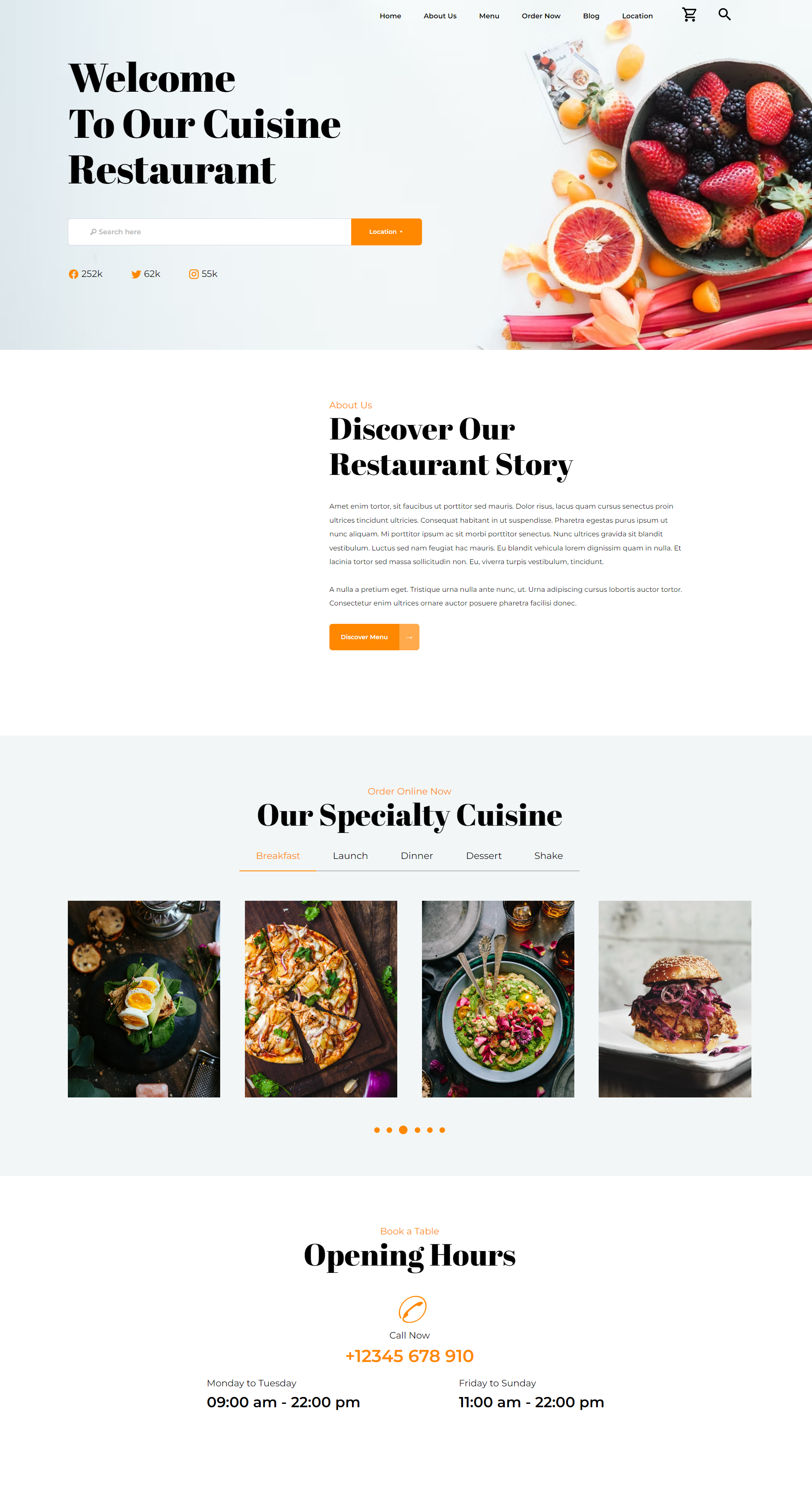 Restaurant website design preview